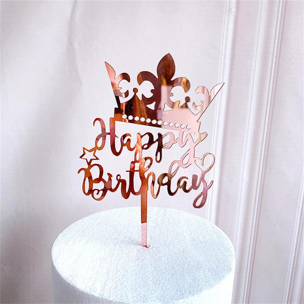 Happy Birthday Cake Topper Cake Acrylic Rose Gold Topper Birthday Party Decoration