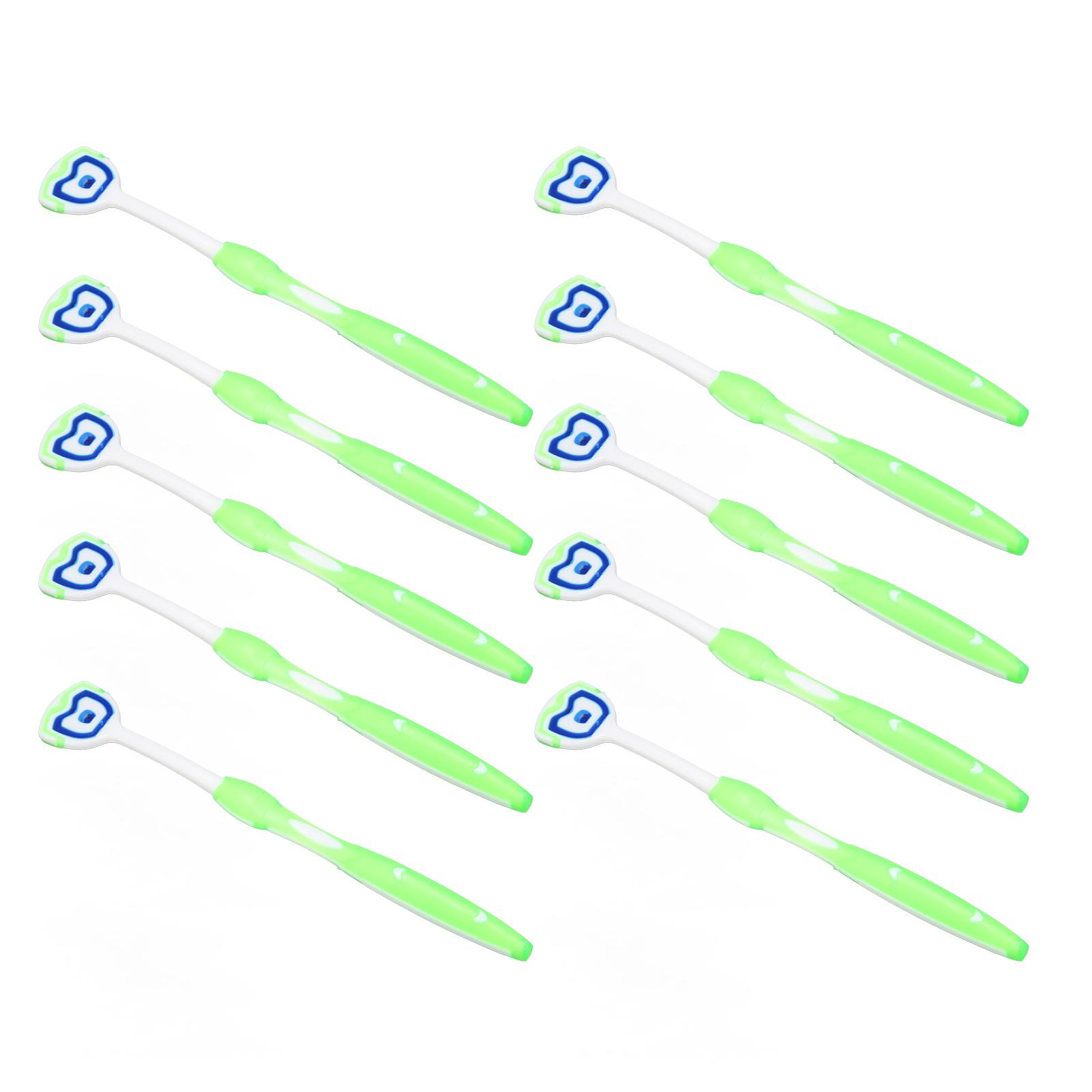 

10 шт. Скребок для языка Эргономичный дизайн Силиконовый Освежает дыхание Удаление зубного налета Очиститель языка зелёный