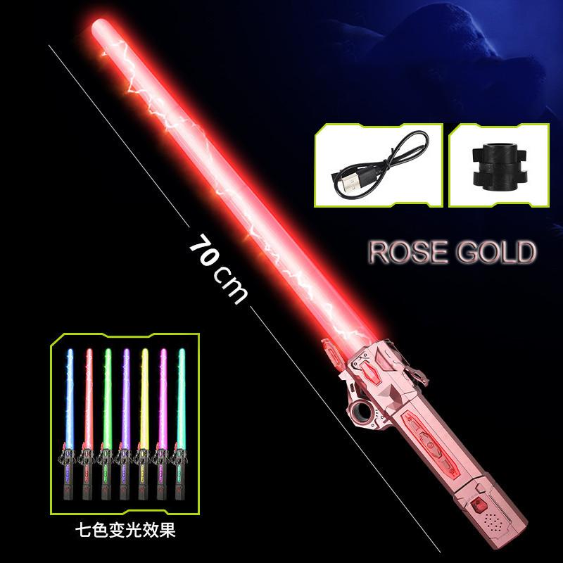 Non-Toxic Children Colorful Glowing Sword Toys Telescopic Music Laser Sword 2-In-1 Rotating Decompression Toy Light Sword Kids Adult Toys