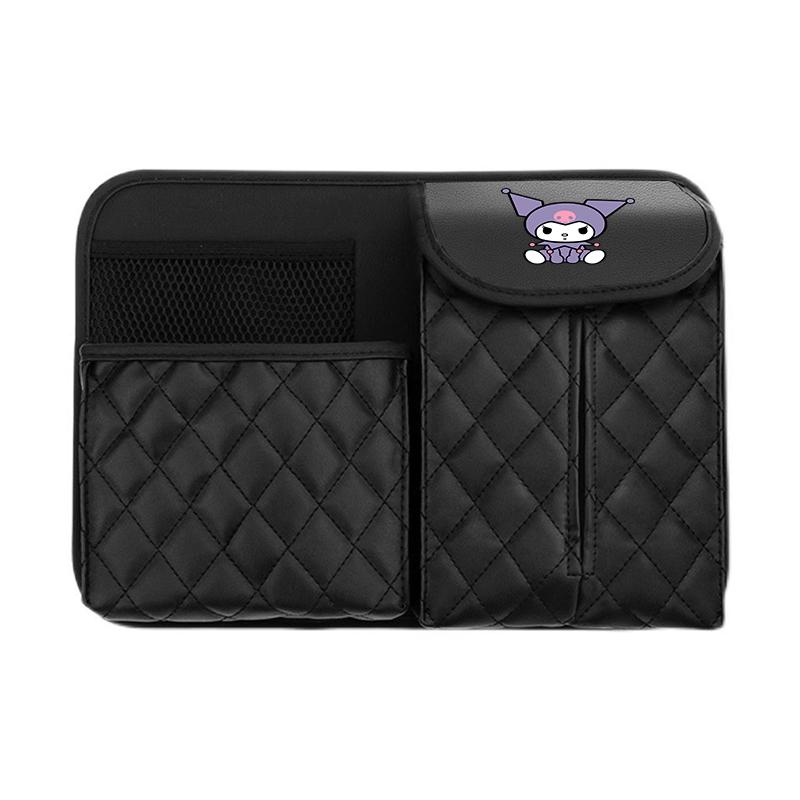 Sanrio Car Seat Back Storage Bag Leather Organizer Cinnamoroll Kuromi Hello Kitty Pochacco Pompompurin Mymelody Auto Collecting