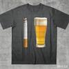 Nowa Zabawna Koszulka z Nadrukiem Piwo i Papierosy Alkohol Piwo Unisex T-shirt Krótki Rękaw Okrągły Dekolt Codzienny Letnia Odzież Unisex