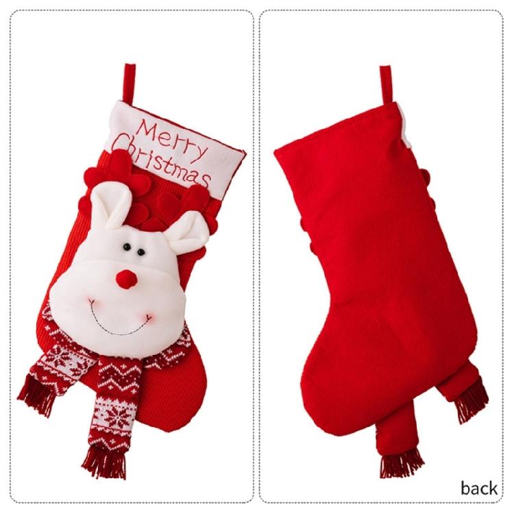 Christmas Theme Stocking Knitted Present Bag for Kids Santa/Snowman/Elk Christmas Socks Festival Mantels Accessory
