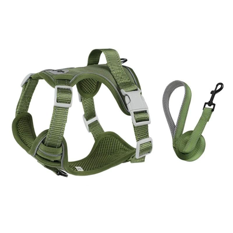Green Dog Harness For Small Dogs, Adjustable Pet Vest For Outdoor Walking Set S