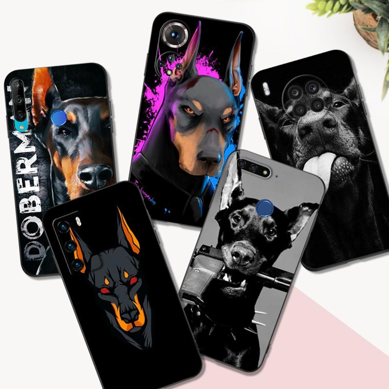 

Black tpu Case For Huawei Y9S Y6S Y8S Y5P Y7P Y8P y7 Y5 lite Prime 2018 Y6 2019 Cover Doberman