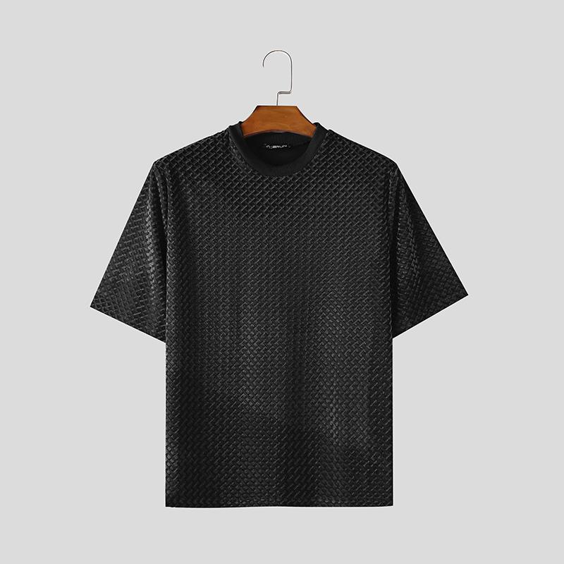 

INCERUN Men Summer O Neck Short Sleeve Texture Casual T-shirts Tops M