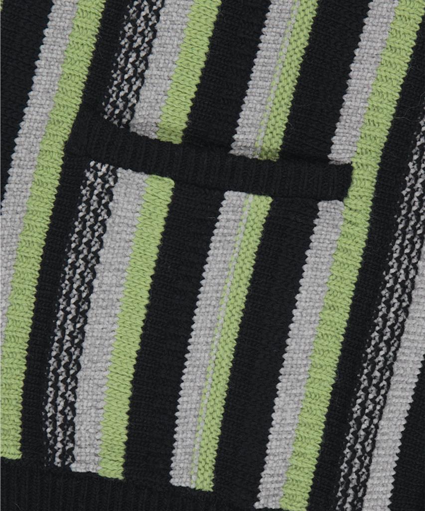 Yeseyesee Stripe Knit Zip-Up Vest Black