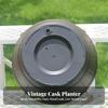 Hanging Planter with Wood Grain Farmhouse Barrel Resin for Patio, Garden