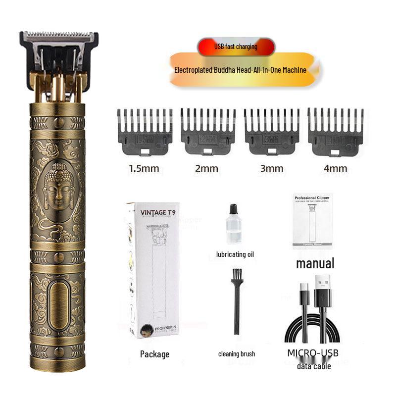 Professional Electric Hair Clipper for Barbers & Home: Precision Carving, Slicked Back Styles, Bald Head Trim.