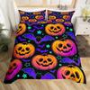 Halloween Duvet Cover Set Gothic Spooky Bedding Sets,Pumpkin Lantern Comforter Cover Horror Ghost Witch Hat Cat Bat Quilt Cover