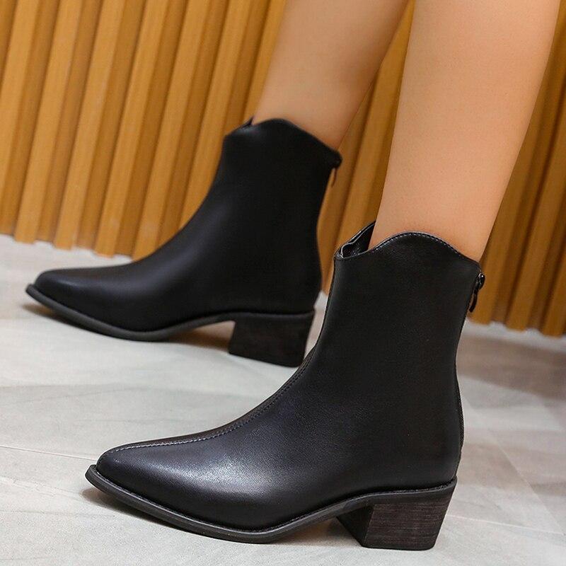 Punta redonda Mujer Botas planas Zapatos Muslo sexy Tacones altos Sexy Baja  Goma Media pantorrilla Punta Damas Otoño Negro Cowboy Botas Vaqueras  comprar a buen precio — entrega gratuita, reseñas reales con