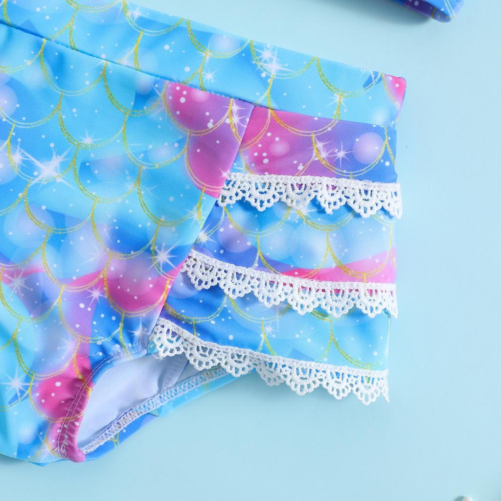 Girls' Fish Scale Halter Bikini Two-Piece Set