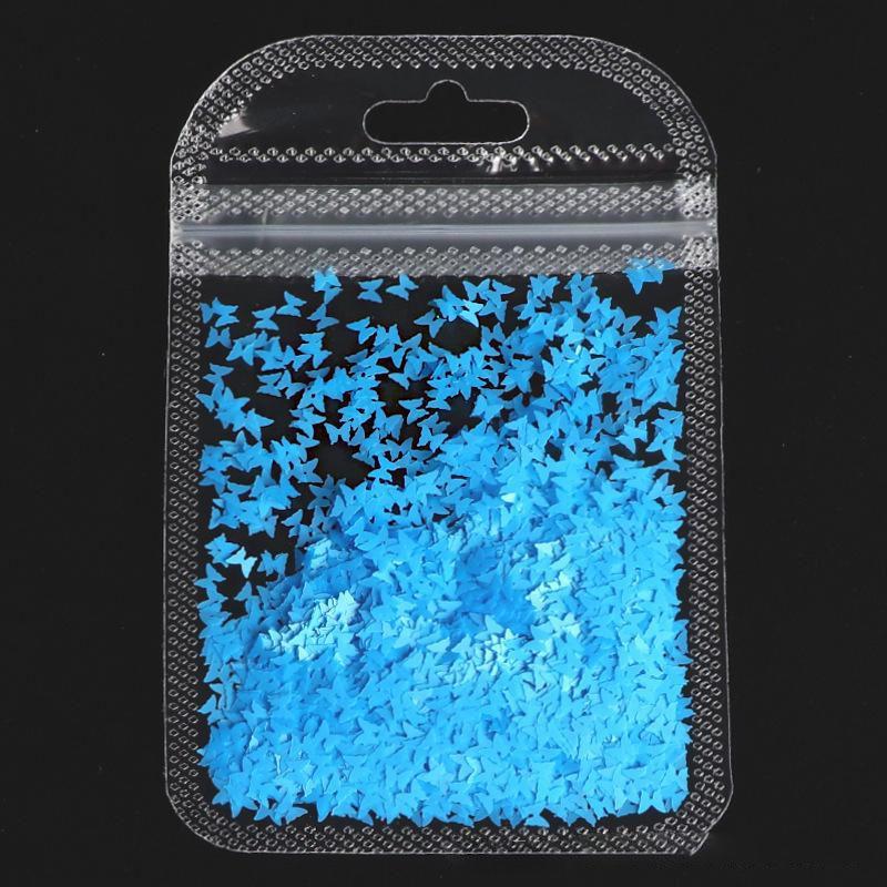 

10-цветные флуоресцентные бабочки для дизайна ногтей с блестками - DIY Fantasy Laser Accessories 05 Lake Blue. 2g/bag озеро синий