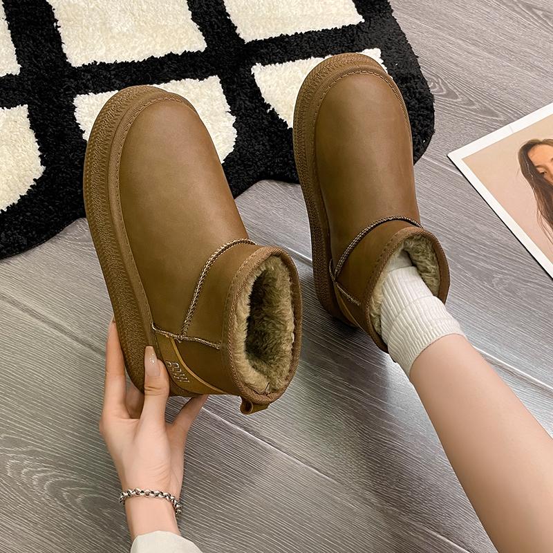 Fashion Women's Snow Boots Winter Slip-on Warm Bread Waterproof Boots Plus Velvet Women's Boots Casual Fashion Cotton Shoes