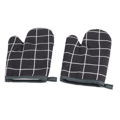 Gant de cuisine en coton résistant à la chaleur pour four et plat de cuisson, grilles noires