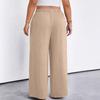 Women High Waisted Wide Leg Pants Casual Elastic Waist Drawstring Loose Fit Solid Color Trousers with Pockets