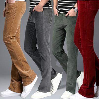 Calças casuais masculinas de primavera e outono, calças de veludo cotelê, versão coreana de calças elásticas, slim fit, calças largas