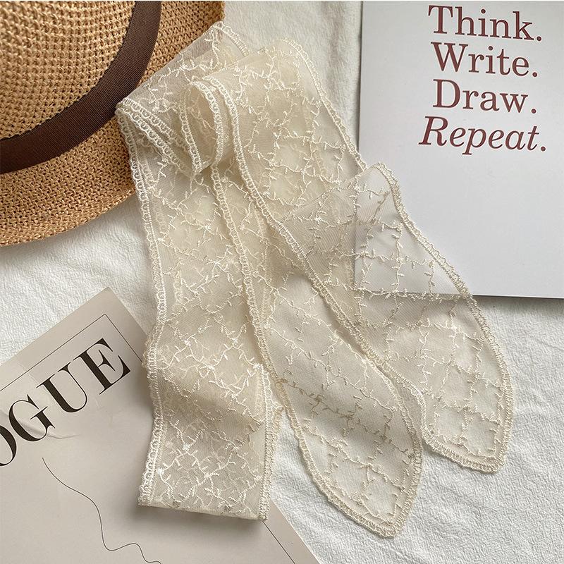 Korean temperament retro lace belt headband long ribbon decorative scarf ins small silk scarf necklace silk scarf women