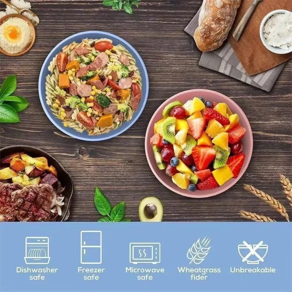 Tigela Infantil Talheres Sustentáveis de Palha de Trigo Crianças e Família Sopa de Ramen Cereal de Pequeno-Almoço Salada Recipiente para Alimentos Conjuntos de Tigelas