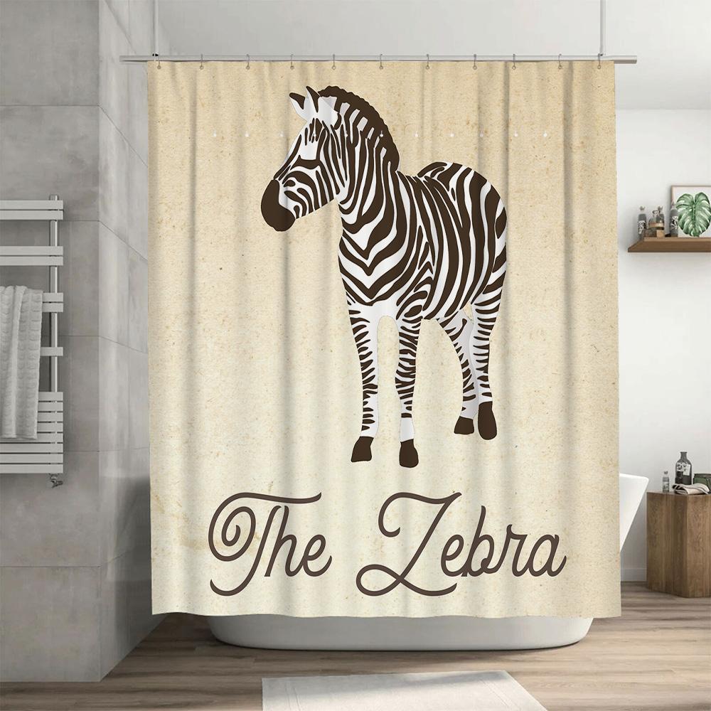 Black White Striped Zebra Shower Curtain Bath Decor for Home Bathroom Modern Style Textured Fabric Shower Panel