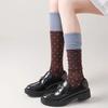Polka Dot Women Stockings Color Matching Knitted Cotton Knee Socks Stockings College Style Jk School Girls Long Socks Stockings