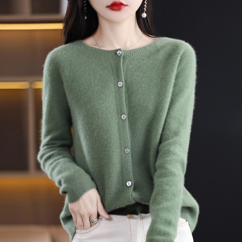 Women Cardigan Super Warm Sweaters O-neck Loose Female Clothes Ladies' Solid Color Knitwear Tops Plus Size