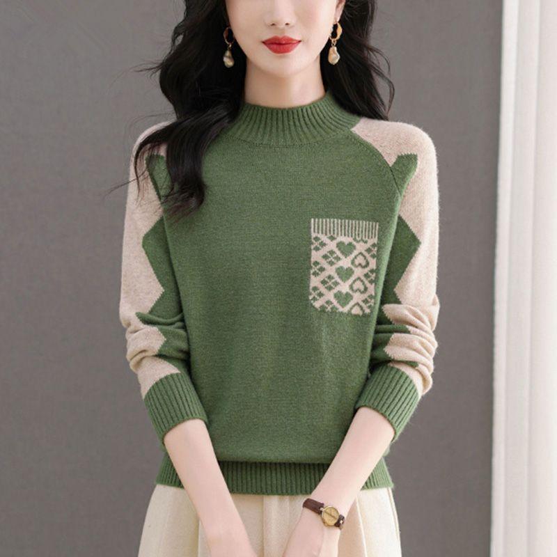 

Свитер с воротником-стойкой, элегантный свитер с длинным рукавом для осени и зимы, женская одежда L