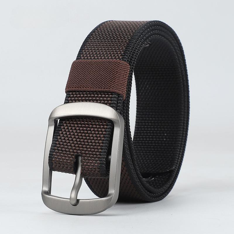 Men's Belts Solid Metal Buckle Wear-resistant Braided Nylon Band Durable Belts 120CM Versatile Belts