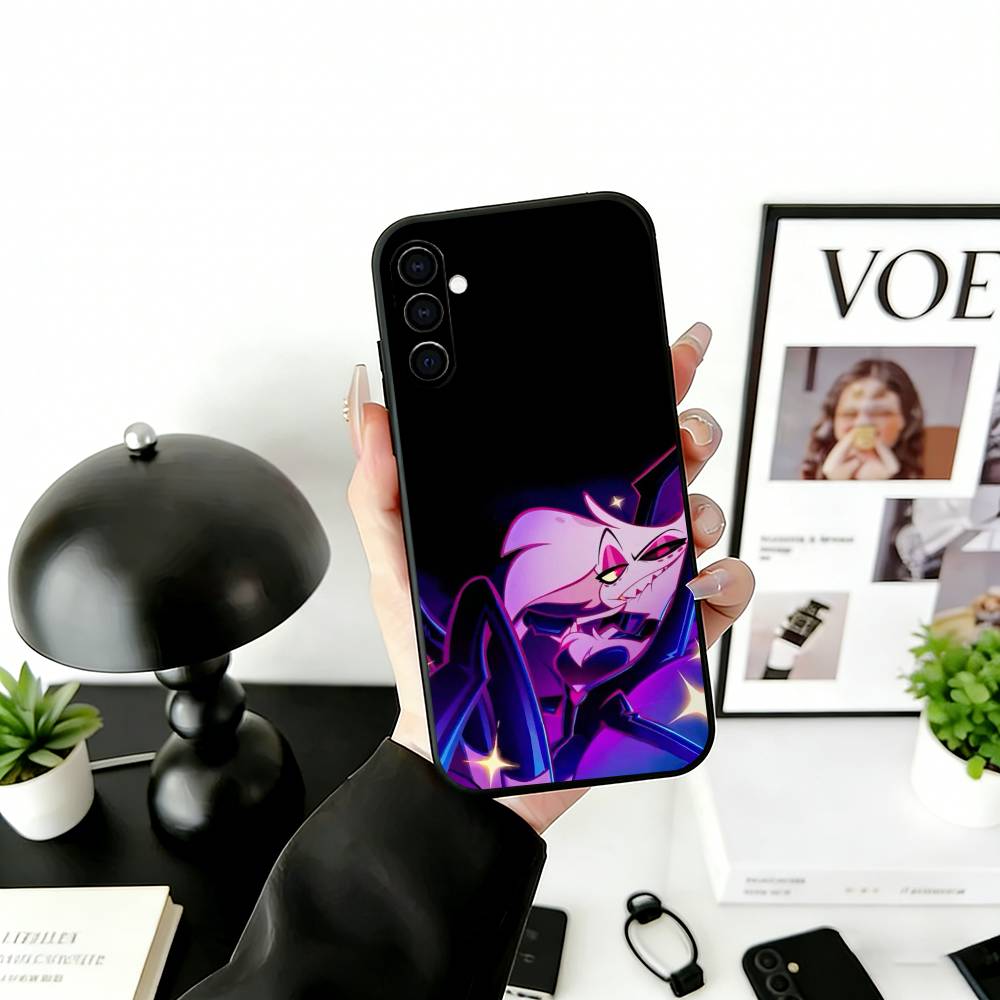 

H-Hazbin A-Angel Dust Phone Case Black Silicone Soft For Samsung Galaxy A73,A72,A71,A70,A53,A52,A51 Samsung a11