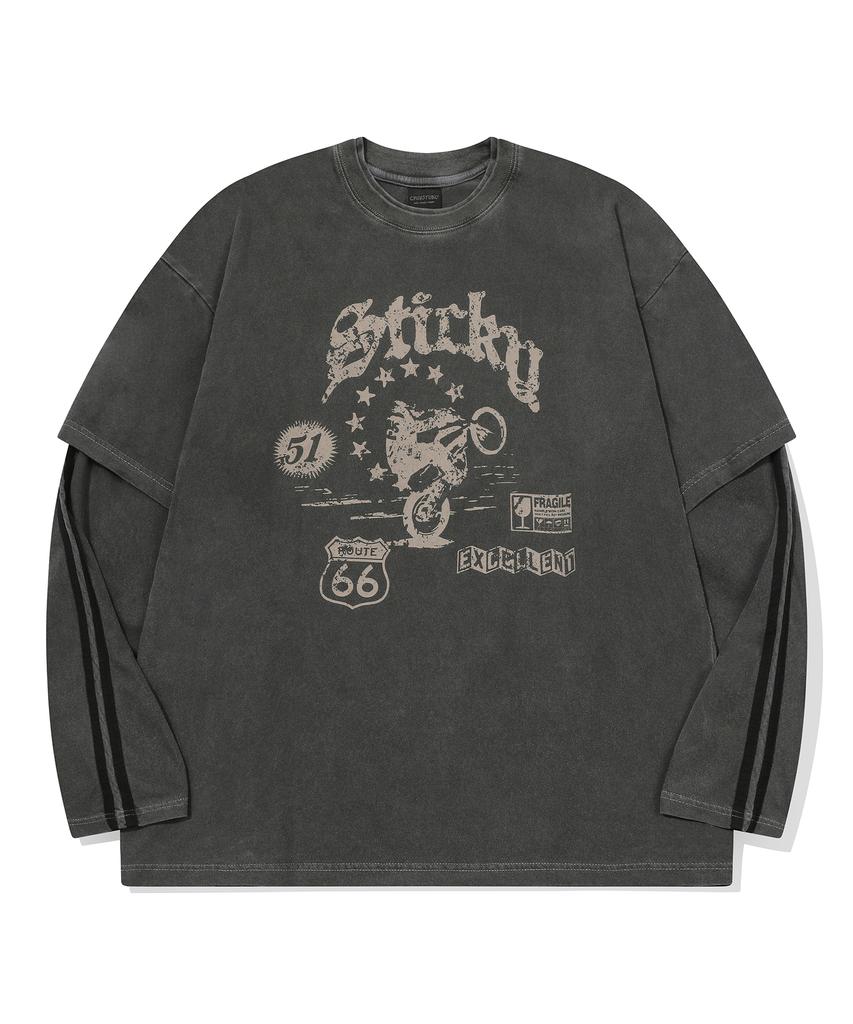 CPGN STUDIO Willy Layered Pigment Long Sleeve Smoke Black