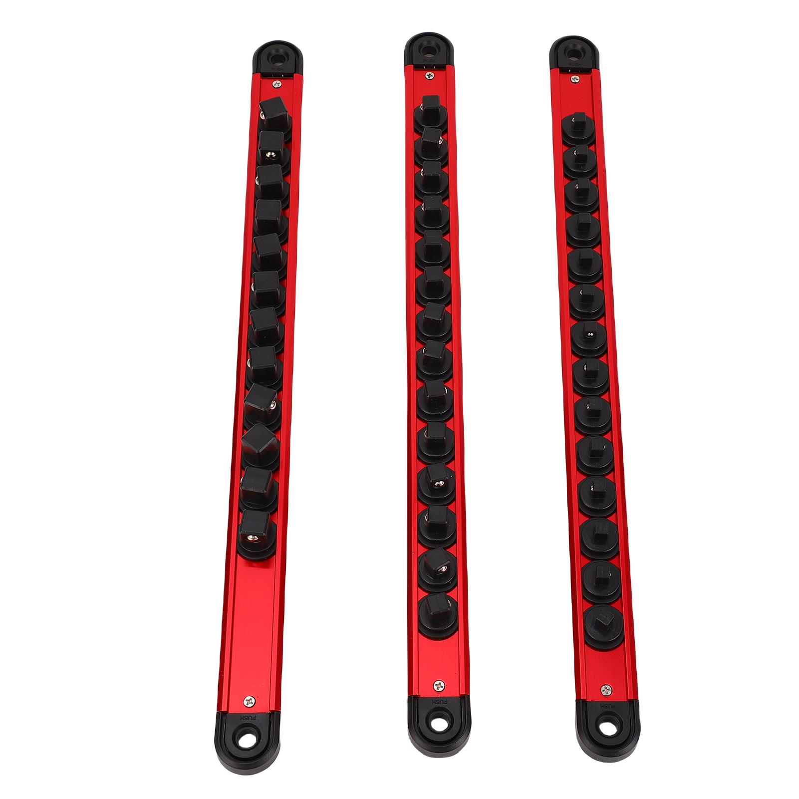 

3PCS Socket Organizers 1/4in 3/8in 1/2in Aluminum Alloy Portable Hanging Socket Holder Trays for Warehouse