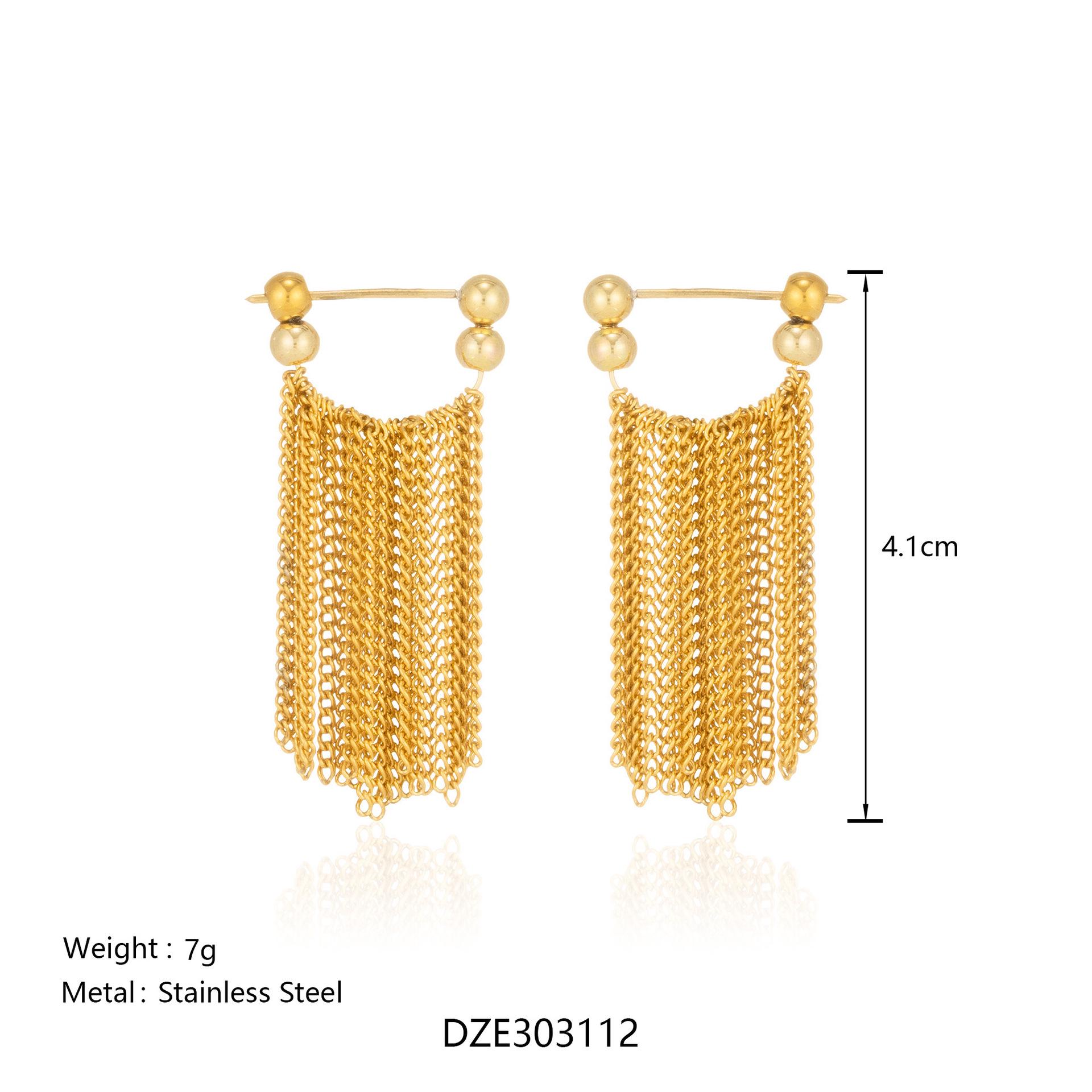 

French Retro Gold-Tone Galaxy Waterfall Tassel Earrings