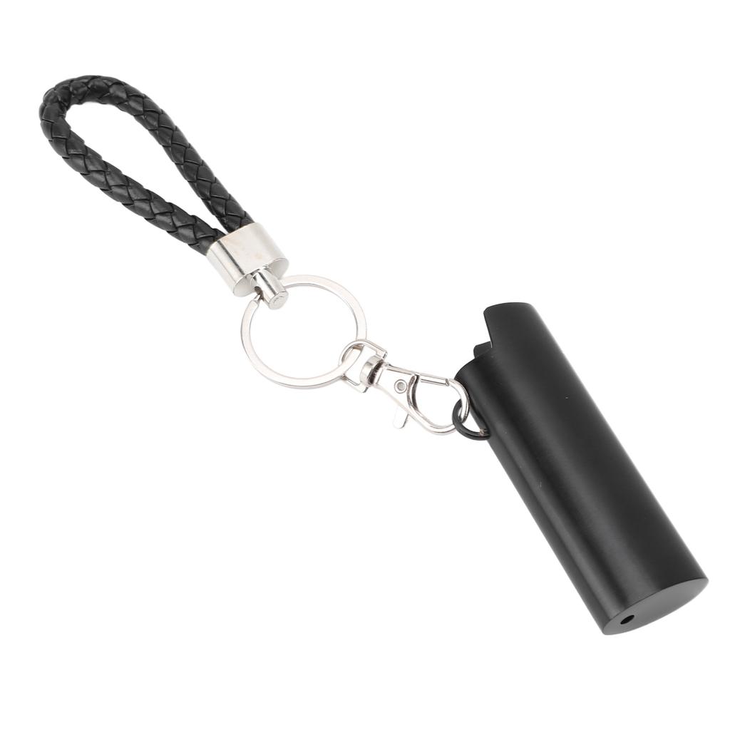 Lighter Holder Keychain with Spring Clip Retractable Metal Portable for Backpack Pocket Black