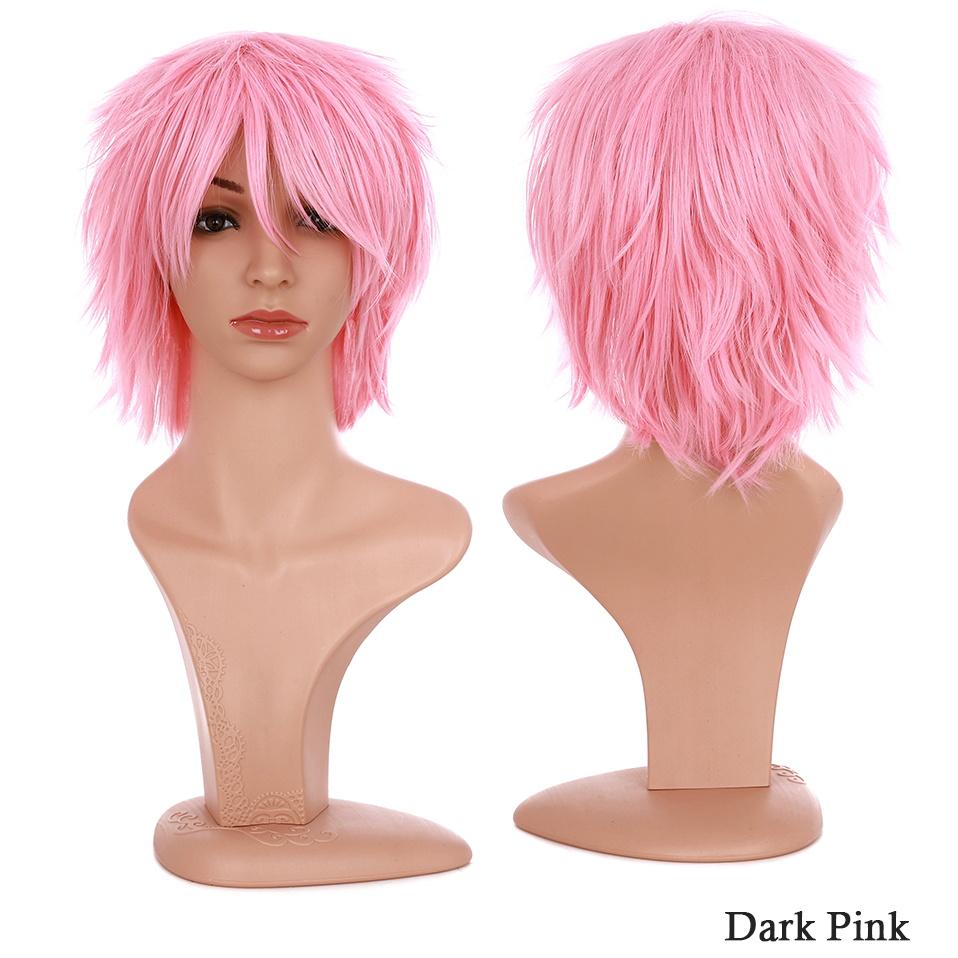BENIHAIR Synthetische Pruik Cosplay Pruik Wit Rood Groen Blauw Roze Geel Haar Kort Gelaagd Pruik Nep Haarverlenging Mannen Vrouwen Feest Pruik 12inch beige