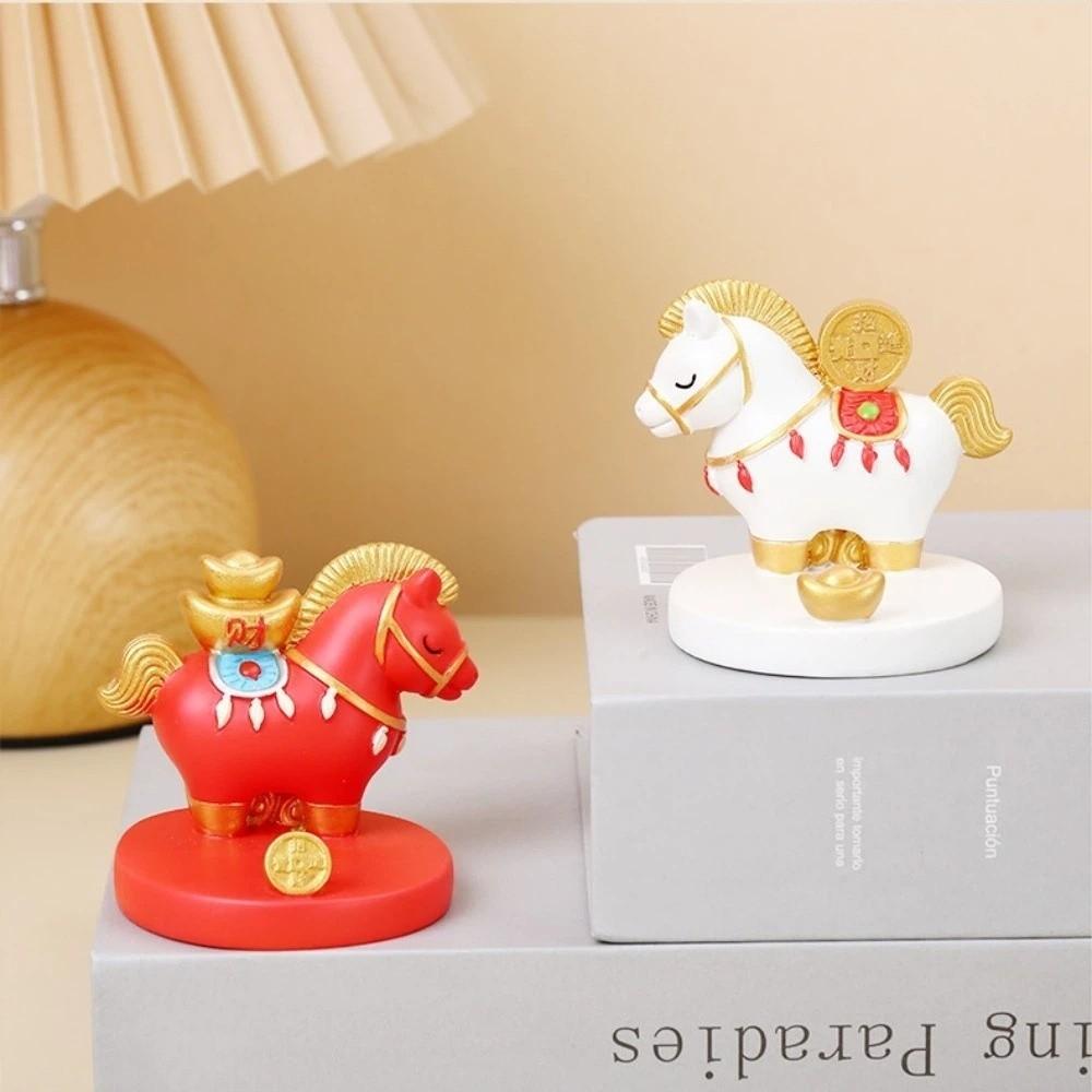 Resin Zodiac Horse Ornaments Festival Decorative Mobile Phone Stand Car Interior Ornament