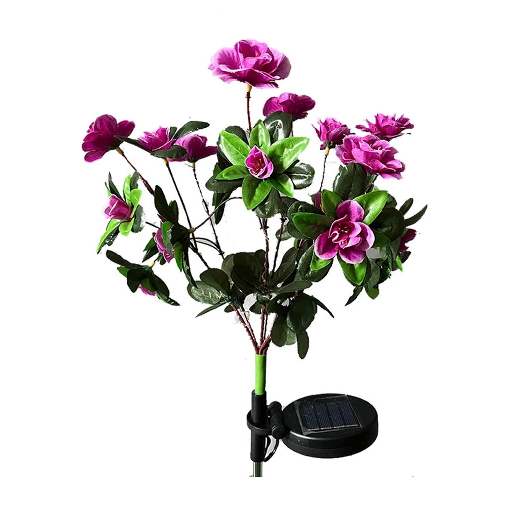 Solar Garden Lights Outdoor Decorative Solar Garden Lights with 7 Azalea  Flowers, LED Waterproof Solar Powered Garden Light