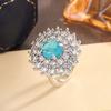 Premium Retro Blue Imitation Natural Paraiba Light Luxury Light Blue Zircon Jewelry Temperament Ring