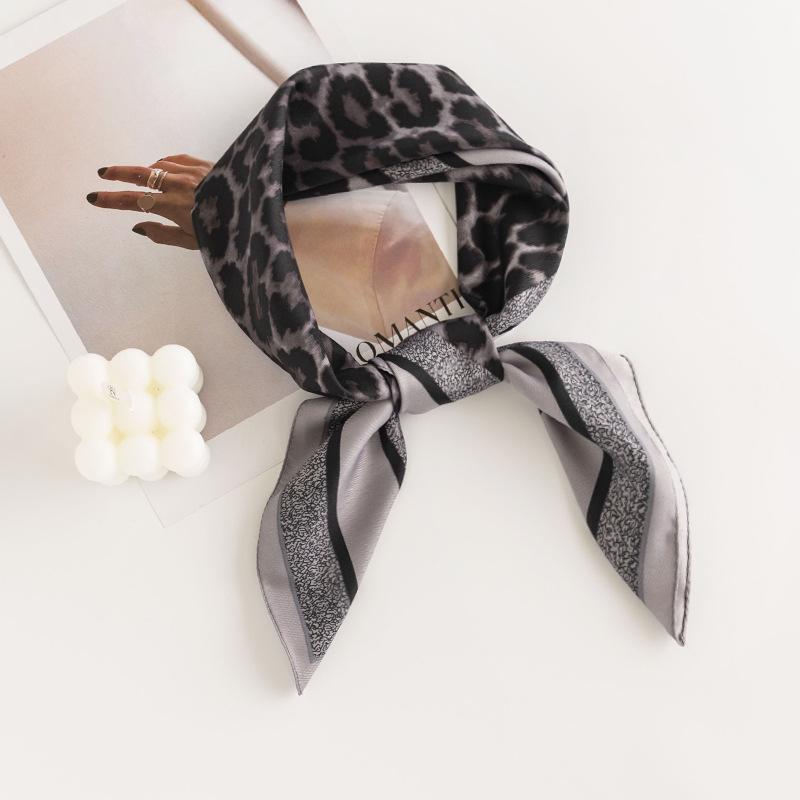 Geometric Flower Small Square Scarf For Women, Fresh And Sweet Professional Attire, Fashionable Color Matching Simulated Silk Scarf, Headscarf