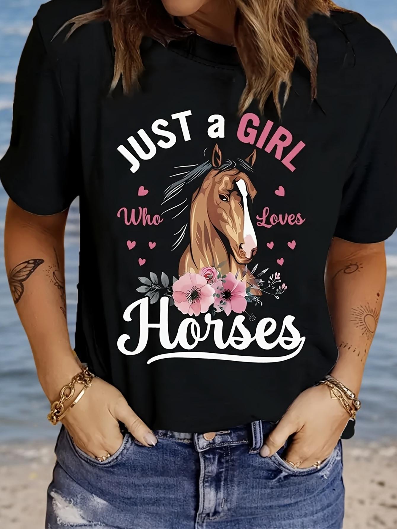 

Just A Who Loves Horses Vintage Horse Women T-Shirt 5XL різнокольоровий