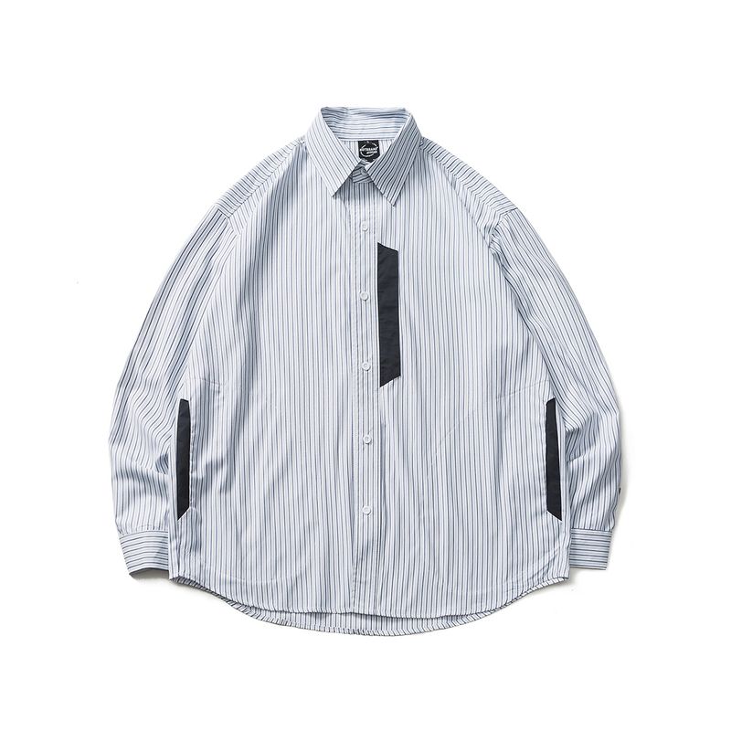 

Men s Fashion Spring New Retro Stripe Long sleeve Shirts Men s Casual All-matching High Street Japan fashion Pu Shuai Shirt Outerwear Blue White XL