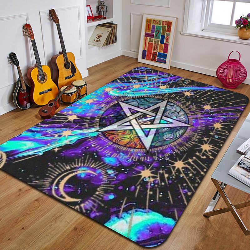 P-Pentagram Printed Carpet Fashion Yoga Mat Non-Slip Carpet Bedroom Decoration Outdoor Carpet Bedroom Birthday Gift