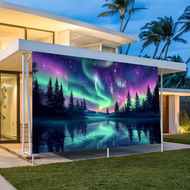 Enchanting Aurora Tapestry, Vibrant Northern Lights Dancing Over a Mirror-Like Lake and Pine Forest, Mystical Night Wall Art