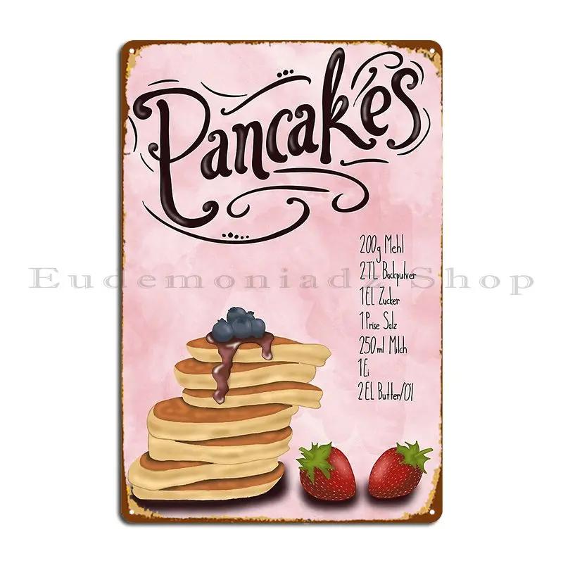 Pancakes Illustration Metal Signs Wall Mural Plates Kitchen Print Pub Plates Tin Sign Poster 20x30cm(7.8x11.8inch)