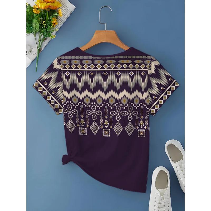 Summer Women's T Shirt Print Casual Short Sleeve 3d T Shirts Fashion Streetwear V Neck Pullover Female Clothing Shirt