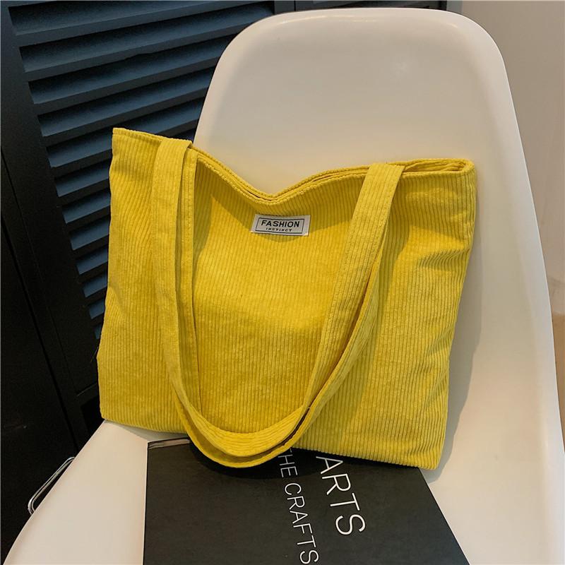 Korean Style Cotton Tote Bag for Women Solid Color Large Capacity Handbag Fashionable Casual Shoulder Purse CLE