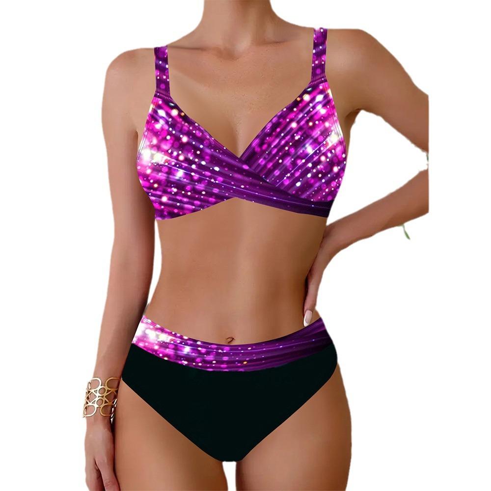 Letní módní design Dámské bikiny dvoudílné kroucené plavky s potiskem Tankiny a sportovní plážové oblečení S-5XL