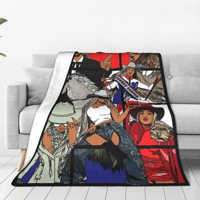 Beyonce Cowboy Carter 2025 Tour Blankets Velvet Singer Ultra-Soft Throw Blankets for Car Sofa Couch Bedroom Quilt