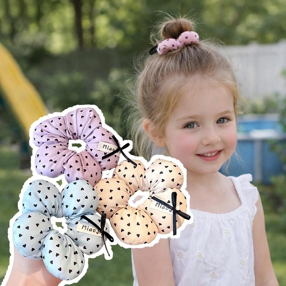 Elastic Hair Band Heart-Printed Hair Rope New Flower Scrunchies For Kids Girls