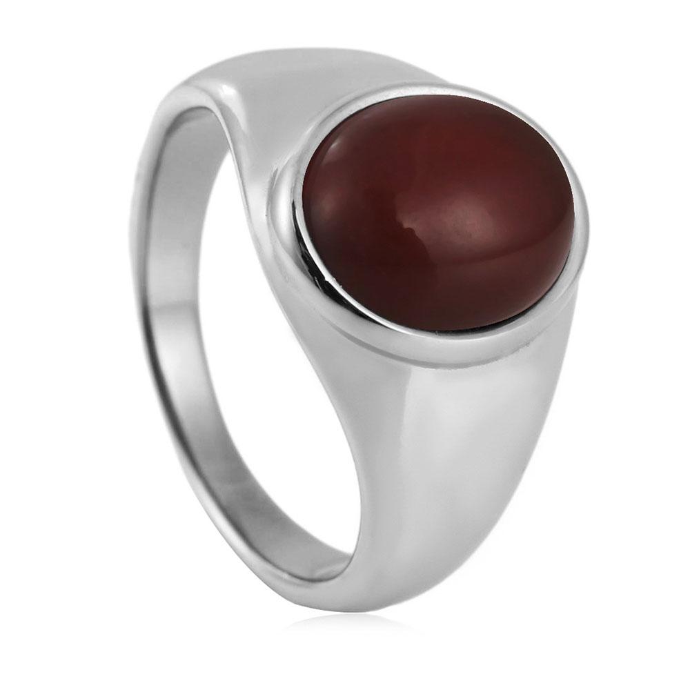 Stainless Steel Red Stone Ring Fashion Women s Ring Titanium Steel Electroplated Ruby Ring 7