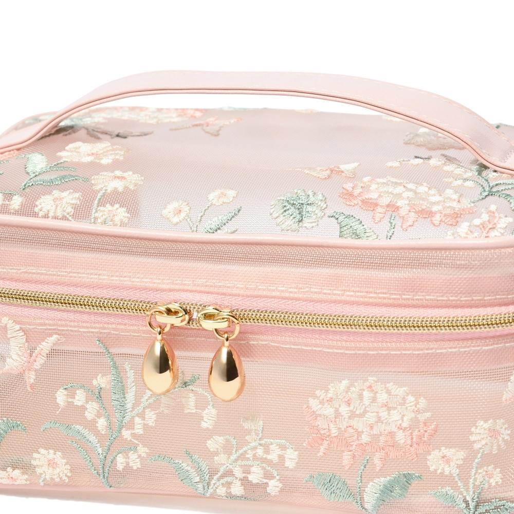 Franc Franc Japan MeSh Embroidered Vanity Pouch S Pink