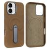Suede PU Leather Magnetic Phone Case for iPhone 17 pro with 360° Rotatable Metal Holder Compatible with iPhone 17/16/15 Pro Max